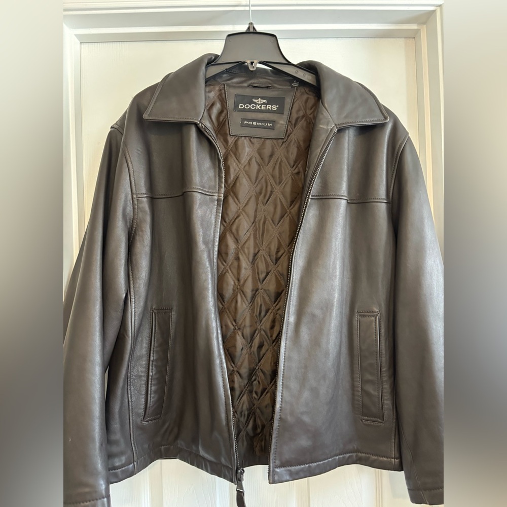 Dockers Men's Dark Brown Leather Jacket
